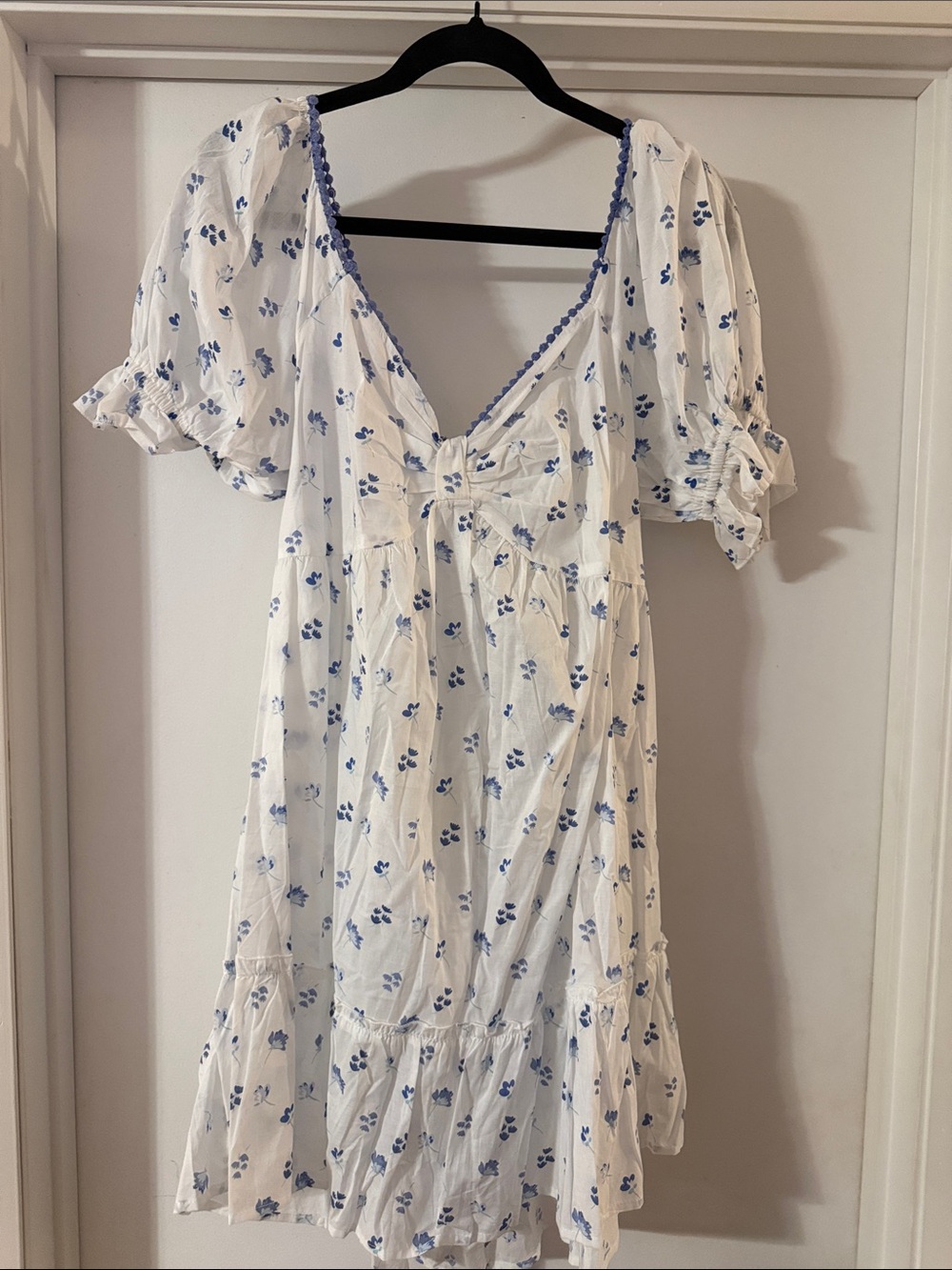 Simply Southern White Mini Dress with Blue Floral Print